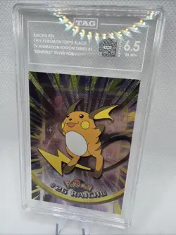 1999 Topps Pokemon Raichu #26 Holo Foil Card TV Animation Graded TAG 6.5 - Image 2