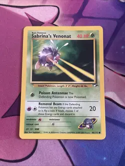 vintage Moderately Played Pokemon Sabrinas Venonat 96/132 Gym Heroes English - Image 1