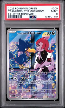 2025 POKEMON DRI EN-DESTINED RIVALS #200 TEAM ROCKET'S MURKROW PSA 9 - Image 1