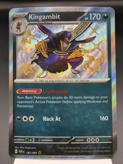 Kingambit 187/091 - Shiny Holo Rare - Paldean Fates Pokemon Card NM - Image 1