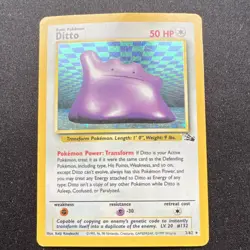 Pokemon TCG Ditto Fossil 3/62 Rare Holo 1999 - Image 1