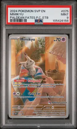 Mimikyu 075/091 Paldean Fates Pokemon Center Elite Trainer Box Pokemon PSA 9 - Image 1
