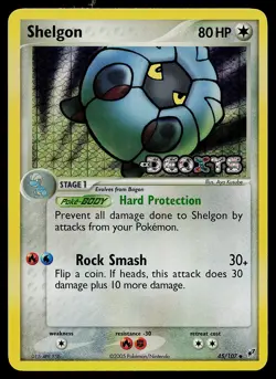 Pokemon Card - Shelgon Deoxys 45/107 Uncommon Reverse Holo Stamped - Image 1