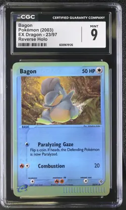 CGC 9 MINT Bagon 2003 EX Dragon 23/97 Reverse Holo Pokemon Card - Image 1
