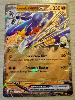 Pokemon TCG Cynthia's Garchomp ex 104/182 Destined Rivals Half Art Rare Card - Image 1