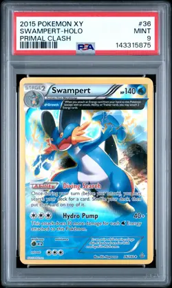 2015 POKEMON XY PRIMAL CLASH #36 SWAMPERT-HOLO PSA 9 - Image 1