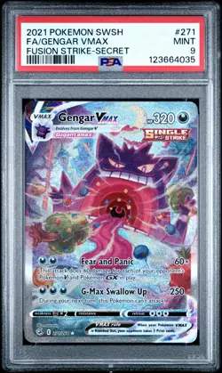 2021 POKEMON SWORD & SHIELD FUSION STRIKE SECRET #271 FULL ART/GENGAR VMAX PSA 9 - Image 1