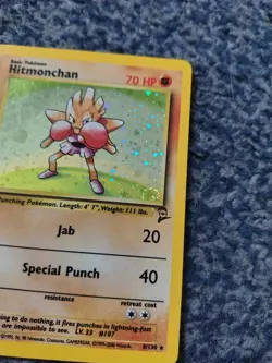 POKEMON TCG 1x HOLO RARE BASE SET 2 HITMONCHAN 8/130 2000 WOTC EXCELLENT C SWIRL - Image 2