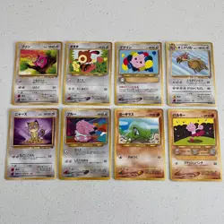 Vintage Japanese Pokemon Card Bundle Meowth Cleffa Igglybuff Larvitar - Image 1