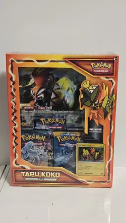Pokemon Tapu Koko Sun & Moon Collection Box Factory Sealed- 3 Packs - Image 1