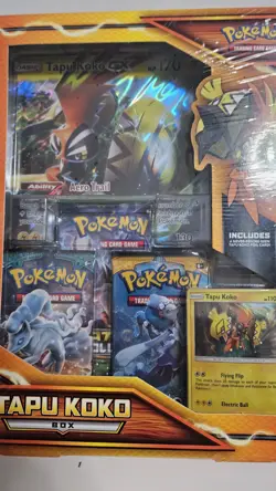 Pokemon Tapu Koko Sun & Moon Collection Box Factory Sealed- 3 Packs - Image 3