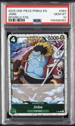 2025 ONE PIECE PRB02-PREM BOOSTER -ONE PIECE CARD THE BEST- VOL.2 JINBE PSA 10 - Image 1