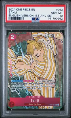 2024 ONE PIECE ENGLISH VERSION 1ST ANV SET #013 SANJI PSA 10 - Image 1
