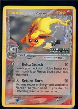 Pokemon EX DELTA SPECIES - #5/113 Flareon - Reverse Holo - ENG - Damaged - Image 1