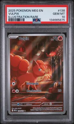 Pokemon TCG Vulpix 138/132 Me01: Mega Evolution Illustration Rare Holo PSA 10 - Image 1