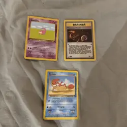 Pokemon Cards Mysterious Fossil and Slowpoke 1ST EDITION Fossil WOTC Common NM - Image 1