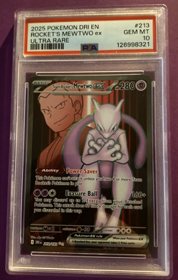 2025 POKEMON DRI EN-DESTINED RIVALS ULTRA RARE TEAM ROCKET'S MEWTWO EX PSA 10 - Image 1
