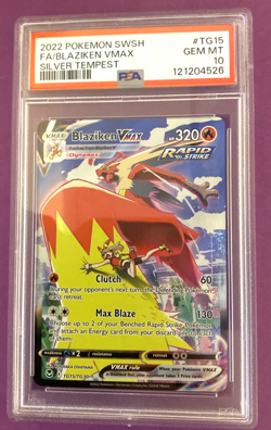 2022 POKEMON SWORD & SHIELD SILVER TEMPEST #TG15 FULL ART/BLAZIKEN VMAX PSA 10 - Image 1