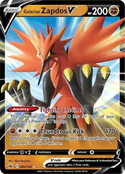 Galarian Zapdos V Ultra Rare Holo Pokemon Card (Mint Condition) - Image 1