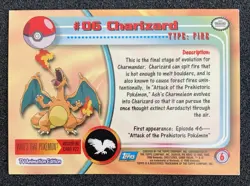1999 Topps Pokemon TV Animation Series #6 Charizard Blue Logo 1st Print - Image 2