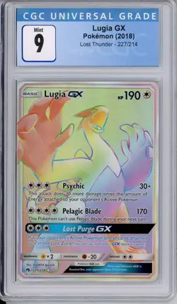 Pokemon Graded: Lugia GX 227/214 Lost Thunder (2018) Rainbow Holo CGC 9 - Image 1