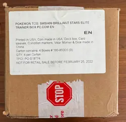 Pokemon Center Brilliant Stars Elite Trainer Box ETB Factory Sealed Case of 4 - Image 1