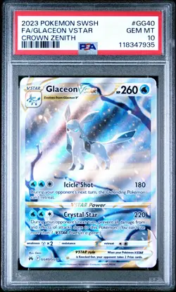 2023 Pokemon Sword & Shield Crown Zenith Glaceon VSTAR PSA 10 #GG40/GG70 - Image 1