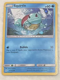 Pokemon Unbroken Bonds Promos Squirtle Card 33/214 Cosmos Holo Rare TCG LP - Image 1
