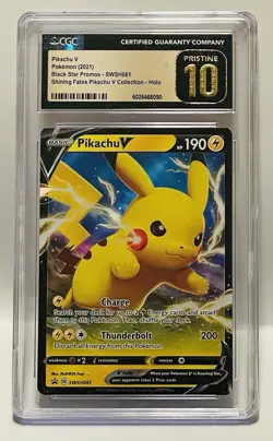 Pikachu V *CGC Pristine 10* 2021 Pokemon Black Star Promos Shining Fates SWSH061 - Image 2