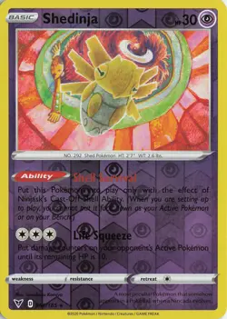 Shedinja Reverse Holo Rare – SWSH04: Vivid Voltage #066/185 Pokemon TCG - Image 1