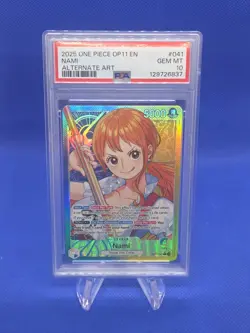 One Piece A Fist of Divine Speed Nami OP11-041 Alternate Alt Art Leader PSA 10 - Image 1