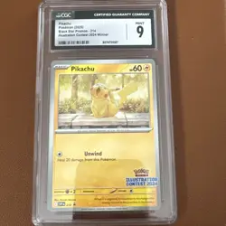 CGC MINT 9 Pikachu Black Star Promo 214 Illustration Contest Pokemon Card - Image 1