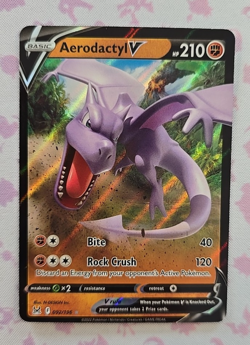 Pokemon Card Aerodactyl V 092/196 Sword & Shield Lost Origin Full Art Holo - Image 1