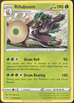 Rillaboom 015/202 Swsh01: Sword & Shield Regular - Pokemon Card - Image 1