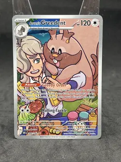 Pokemon TCG Card Arven's Greedent 205/182 Destined Rivals Illustration Rare - Image 1