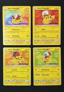 Ash's Pikachu "I Choose You" LP-MP Sun & Moon Promo Lot (4X)- Pokemon 2017 - Image 1
