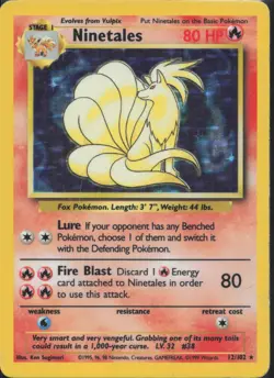 Pokemon TCG - Ninetales 12/102 Rare Base Set - 727 - Image 1