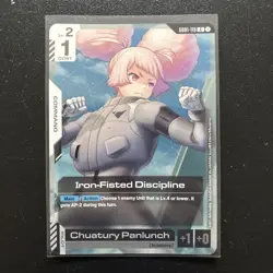 IRON-FISTED DISCIPLINE GD01-119 R GUNDAM CARD GAME OP CARD - Image 1