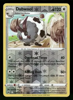 Dubwool 122/159 Rare,Reverse Holo Pokemon Crown Zenith - Image 1