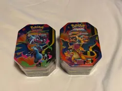 Pokemon Mega Charizard X & Y Tins (x2 Pair) - Both Artworks - Brand New & Sealed - Image 1