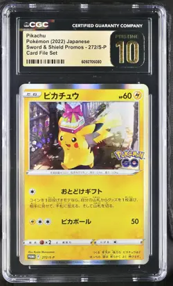CGC 10 PRISTINE - Pikachu Holo 272/S-P Card File Set Japanese Promo - Pokemon - Image 1