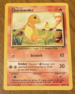 Charmander Base Set 46/102 Pokemon Card Mint Condition Never Played With - Image 1
