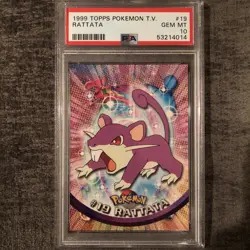 #19 Rattata Topps TV Animation Series 1 Black Logo Pokemon Card PSA 10 GEM MT - Image 1