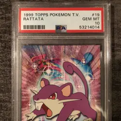 #19 Rattata Topps TV Animation Series 1 Black Logo Pokemon Card PSA 10 GEM MT - Image 2