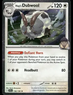 Hop's Dubwool (Cosmos Holo) Holo Rare Miscellaneous Cards & Products 136/159 NM - Image 1