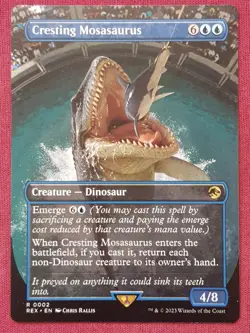 Magic The Gathering JURASSIC WORLD CRESTING MOSASAURUS blue card MTG - Image 1