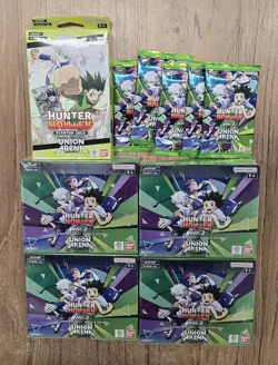 x4 Hunter X Hunter Vol. 2 Union Arena Booster Box + 5 Packs + Starter Deck NEW - Image 1