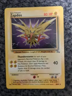 Zapdos 30/62 Fossil Rare Non Holo NM 1999 Pokemon Card WOTC - Image 1