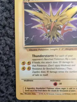 Zapdos 30/62 Fossil Rare Non Holo NM 1999 Pokemon Card WOTC - Image 2