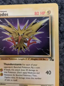 Zapdos 30/62 Fossil Rare Non Holo NM 1999 Pokemon Card WOTC - Image 4